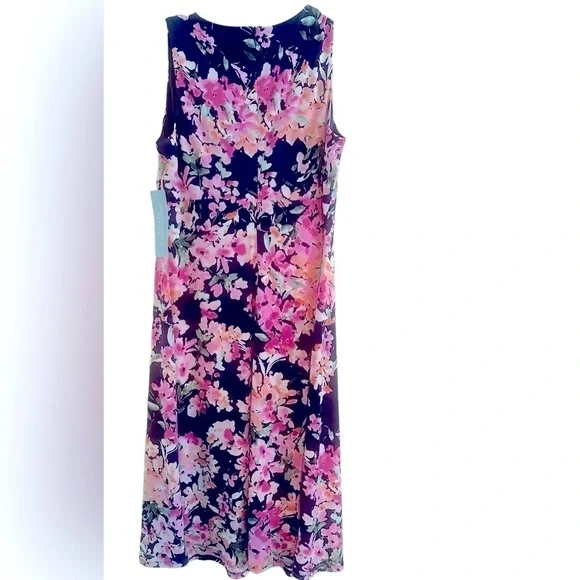 NWT London Times Petite Floral  Sleeveless A-line Midi Dress  Size 10P MSRP $108 - Picture 4 of 8